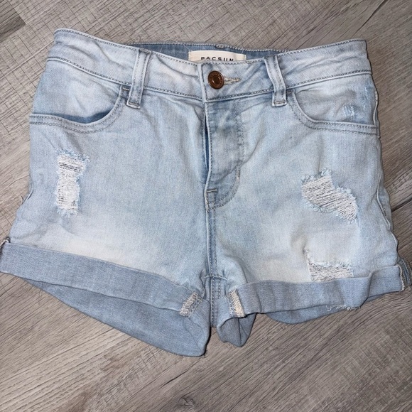 PacSun Blue Jean Shorts Distressed Light Wash - Picture 1 of 3